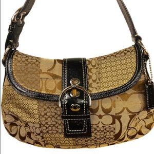 COACH Handbag Soho Signature Brown / Black Canvas Hobo Bag